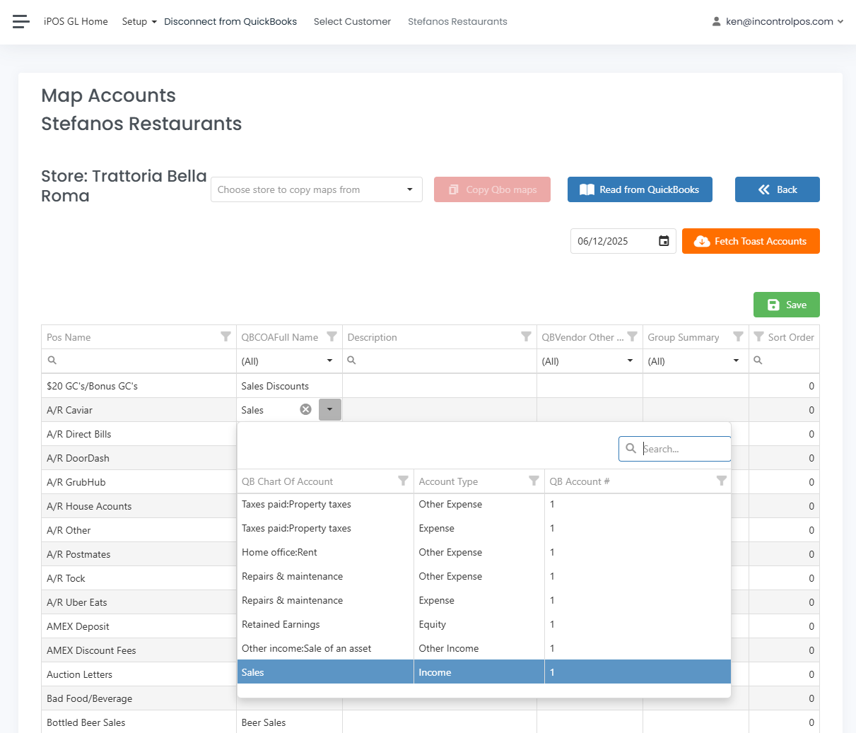 Map POSitouch to QuickBooks Online